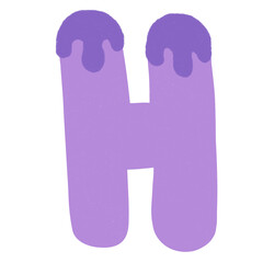 Purple letters, crayons  hand drawn