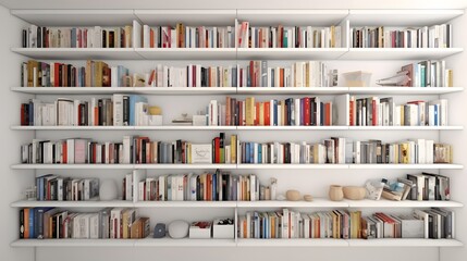 White virtual background with wooden bookshelf