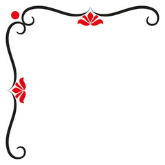 Illustration of a frame in the form of a floral ornament on a white background