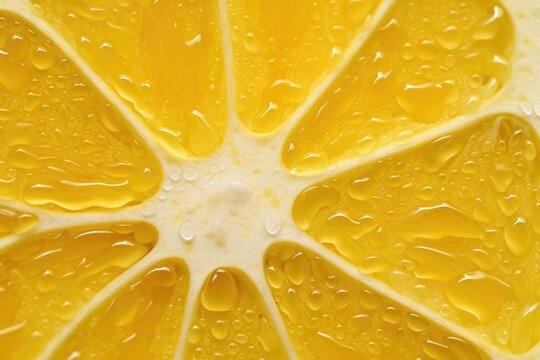 Close-up of a thin slice of lemon
