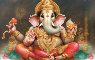 Image of 3D Ganesha background for Diwali  generated by AI