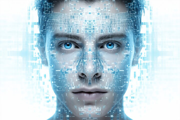 Artificial human futuristic concept digital science technology virtual code ai brain avatar