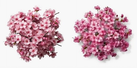Fototapeta premium A top view of a cherry blossom. Isolated white background. AI Generated.