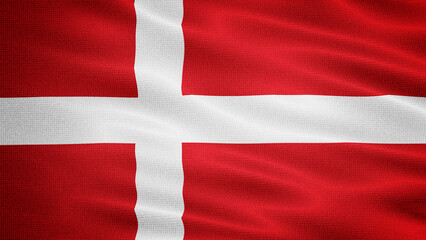 Fototapeta premium Waving Fabric Texture Of Denmark National Flag Graphic Background