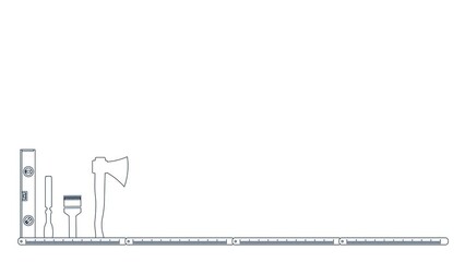 Professional handyman services. Video with tools collection and text space.  Set of repair tools on white background for your  design. Video. MP4. Eleven seconds.