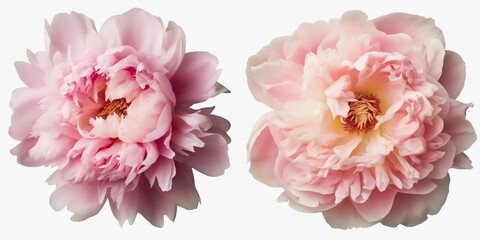 Fototapeta na wymiar A top view of a peony flower. Isolated white background. AI Generated.