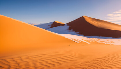 Fototapeta na wymiar Sand Dunes in a Snowy Desert: A Mysterious and Beautiful Landscape of Nature