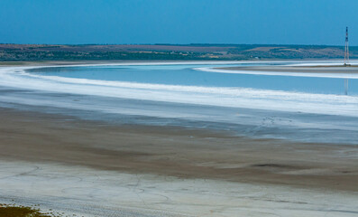Drying pond, salt precipitation in Kuyalnik estuary, Odessa region