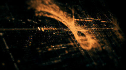 Advanced data matrix simulation UI with cutting-edge digital environment with a dynamic and immersive display of interconnected data matrix information networks systems background