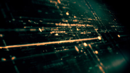 Advanced data matrix simulation UI with cutting-edge digital environment with a dynamic and immersive display of interconnected data matrix information networks systems background