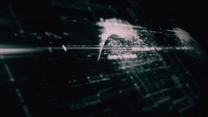 Advanced data matrix simulation UI with cutting-edge digital environment with a dynamic and immersive display of interconnected data matrix information networks systems background