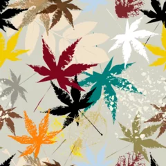 Gordijnen abstract seamless background pattern, with brush leaves, paint strokes and splashes © Kirsten Hinte
