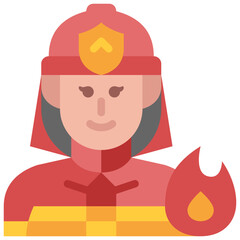 female firefighter flat icon