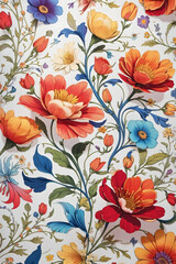 Floral pattern on the wall of the house. Colorful background