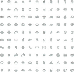 ミニミニ食べ物飲み物イラストアイコンセット　カラーシャドウ　水色