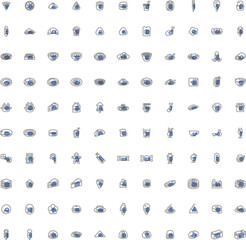 ミニミニ食べ物飲み物イラストアイコンセット　アウトライン　青