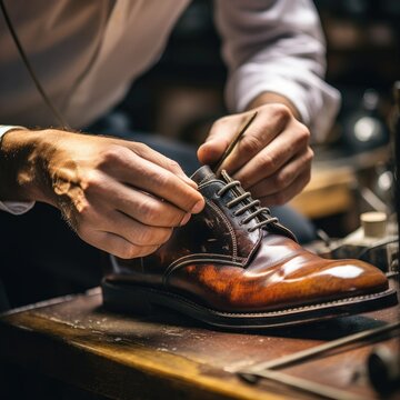 Shoemaker is cleaning shoes. Generative AI
