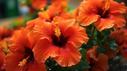 Orange Hibiscus flowers Isolated. Mother's day concept with a copy space. Valentine day concept with a copy space. Greeting Card Concept.