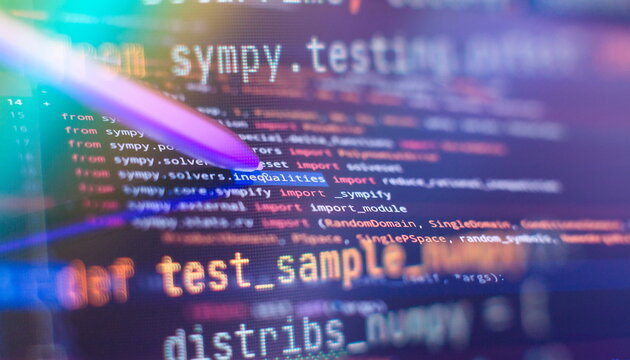 computer code with virtual screen. Programming code technology.