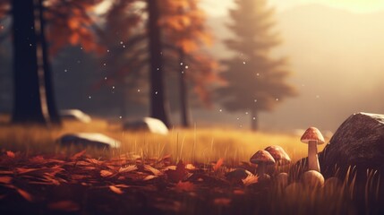 A fabulous landscape captured in a mushroom forest