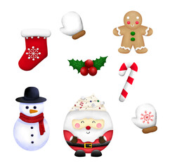 set of christmas elements, png transparent background.