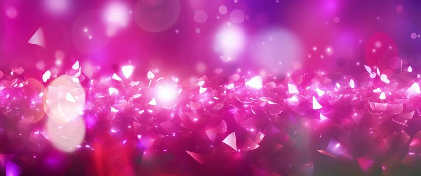 Anamorphic video magenta shiny surface. Magic bokeh background