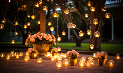 Festive Night: Outdoor String Lights at Wedding