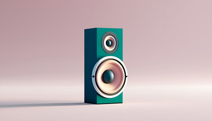 3d speaker, on gradient background, copy space. - obrazy, fototapety, plakaty
