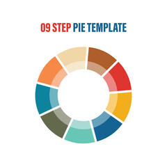 circle Pie charts for infographics. Elements with 2, 3. 4, 5, 6, 7, 8, 9, 10 steps, options