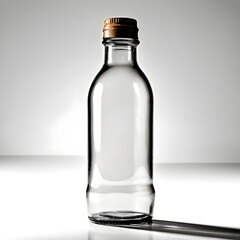 transparent bottle with screw cap on white background. ai generative