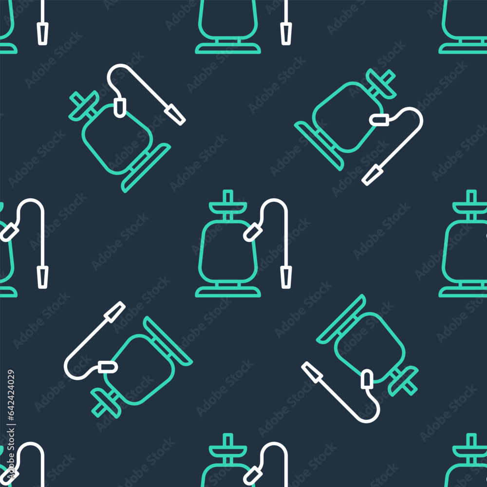 Poster line hookah icon isolated seamless pattern on black background. vector