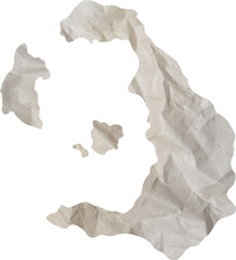santorini island map paper texture cut out on transparent background.