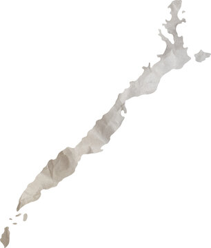 palawan island map paper texture cut out on transparent background.