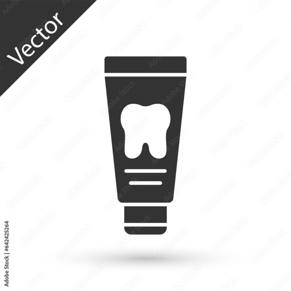 Poster grey tube of toothpaste icon isolated on white background. vector