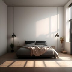 A modern bedroom empty wall