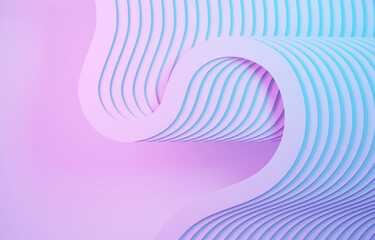 Light pink-blue background with alternating wavy stripes, 3d render