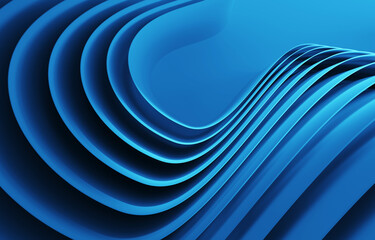 Curved wavy three-dimensional lines, abstract blue background, 3d rendering