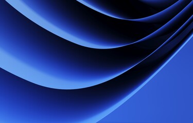 Blue abstract background with curved lines, 3d render