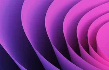 Bright abstract purple-pink background with dynamically curved three-dimensional lines, 3d rendering