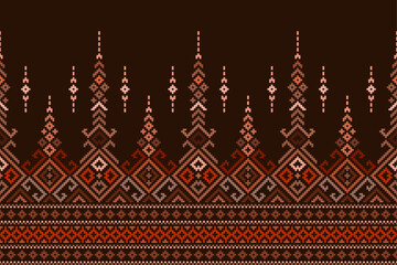 Geometric ethnic oriental pattern traditional. Pixel pattern, Embroidery style. Design for clothing, fabric, batik, background, wallpaper, wrapping, knitwear - obrazy, fototapety, plakaty