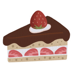 Strawberry, cake, chocolate, illustration, vector, material, dessert, healing, hand-painted, texture, cream, cute, delicious,