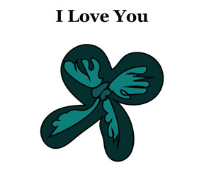 Teal color flower on white background with vector illustrations