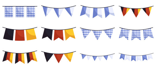 Bunting garland with flags in traditional colors. Germany, Bavaria, Munich color