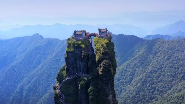 Aerial view of Mount Fanjing in Tongren, Guizhou Province, China