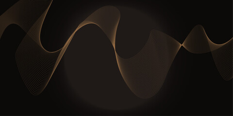 Abstract luxury golden wave lines curved overlapping on black background.pattern for ads, leaflets.