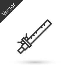 Grey line Bamboo flute indian musical instrument icon isolated on white background. Vector