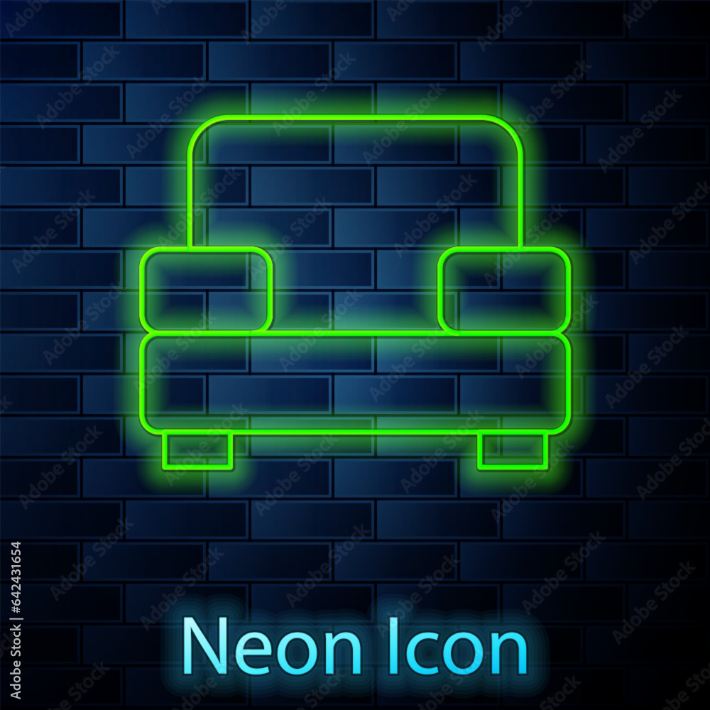 Canvas Prints Glowing neon line Armchair icon isolated on brick wall background. Vector