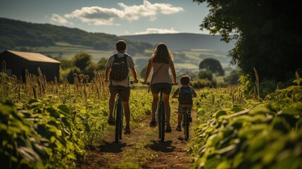 A family riding a bike and having fun