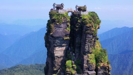 Aerial view of Mount Fanjing in Tongren, Guizhou Province, China
