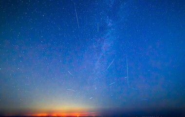 Milky Way and Perseid Shower 2023 over Sicily - shot from Malta - 642433073